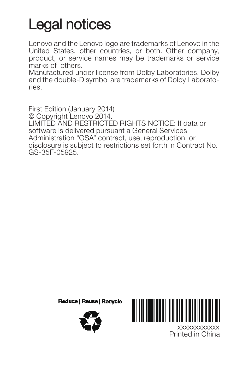 Legal notices | Lenovo A7 30 Tablet User Manual | Page 23 / 23