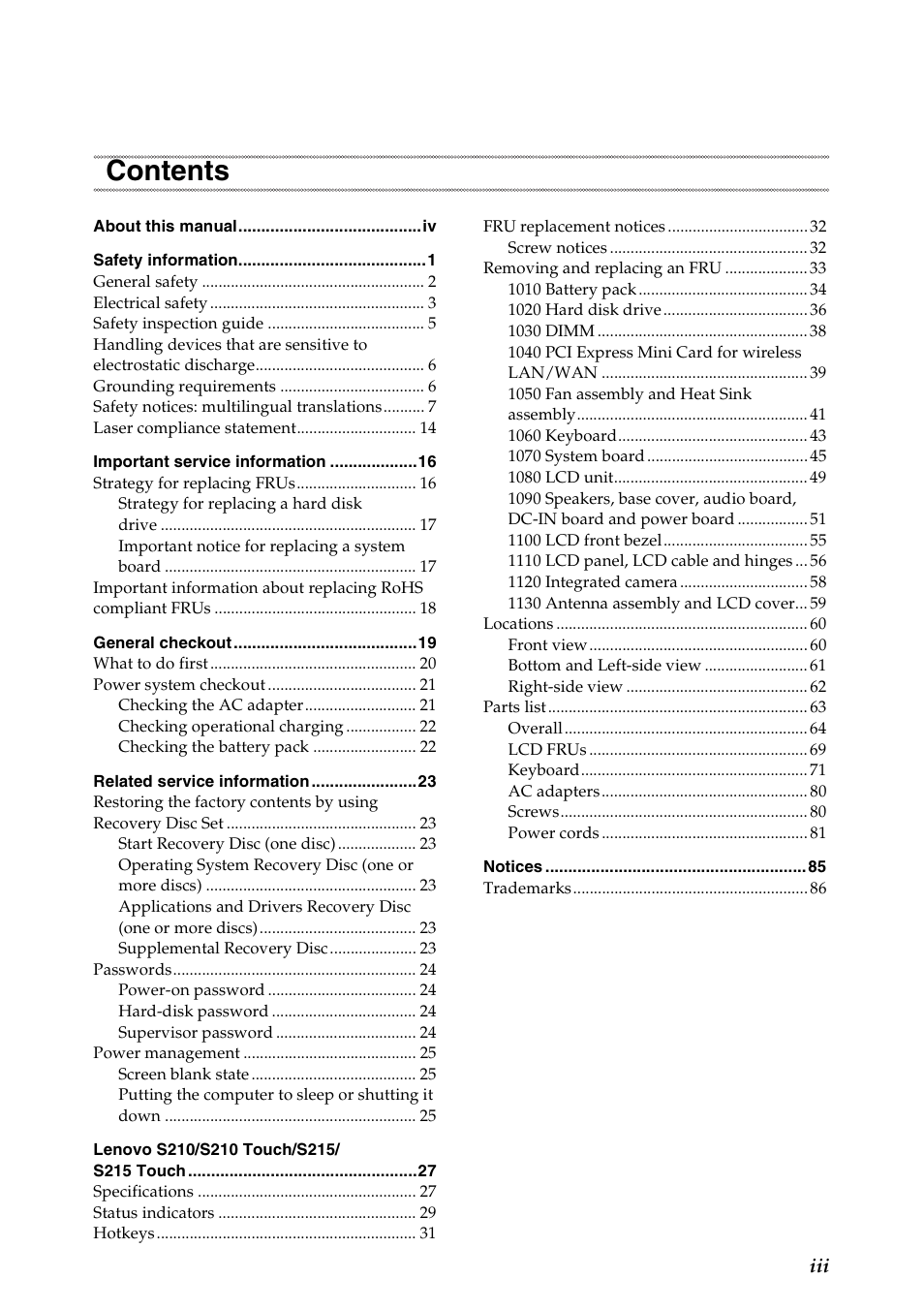 Lenovo IdeaPad S210 Touch Notebook User Manual | Page 3 / 90