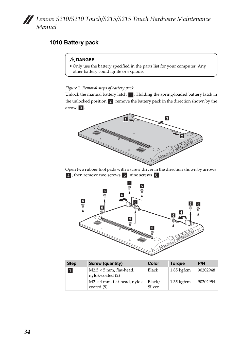 1010 battery pack | Lenovo IdeaPad S210 Touch Notebook User Manual | Page 38 / 90