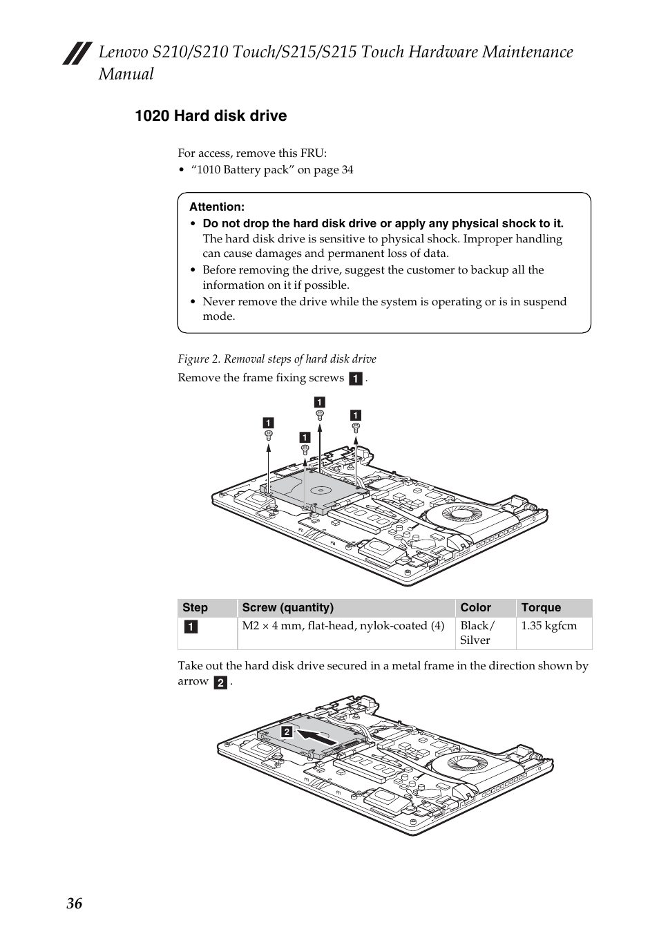 1020 hard disk drive | Lenovo IdeaPad S210 Touch Notebook User Manual | Page 40 / 90