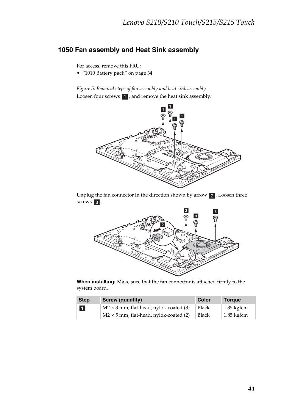 1050 fan assembly and heat sink assembly | Lenovo IdeaPad S210 Touch Notebook User Manual | Page 45 / 90