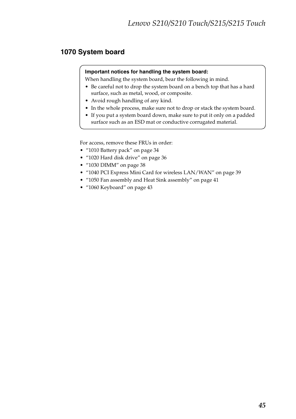 1070 system board | Lenovo IdeaPad S210 Touch Notebook User Manual | Page 49 / 90