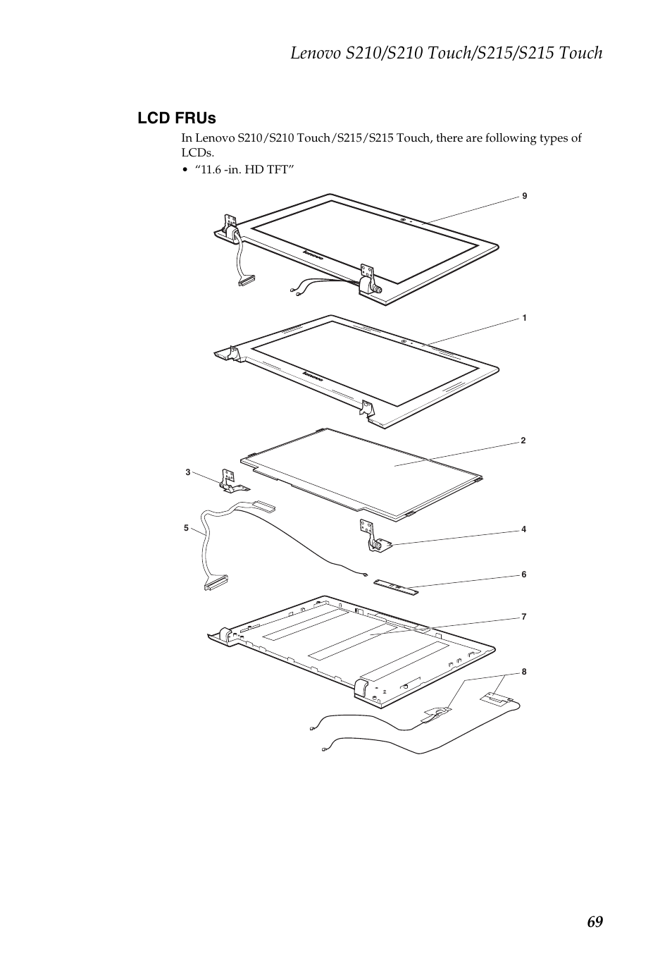 Lcd frus, 69 lcd frus | Lenovo IdeaPad S210 Touch Notebook User Manual | Page 73 / 90