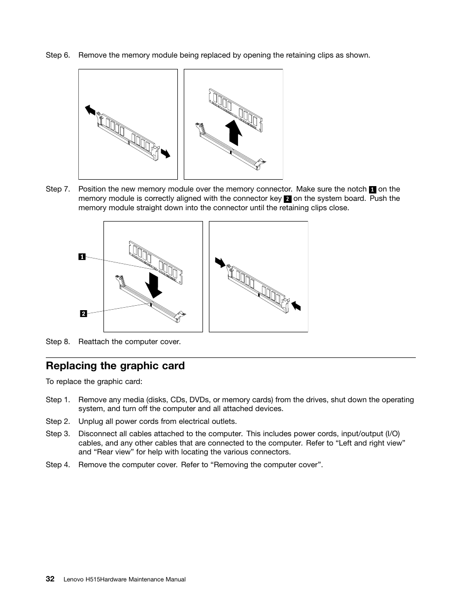 Replacing the graphic card | Lenovo H515 Desktop User Manual | Page 38 / 61