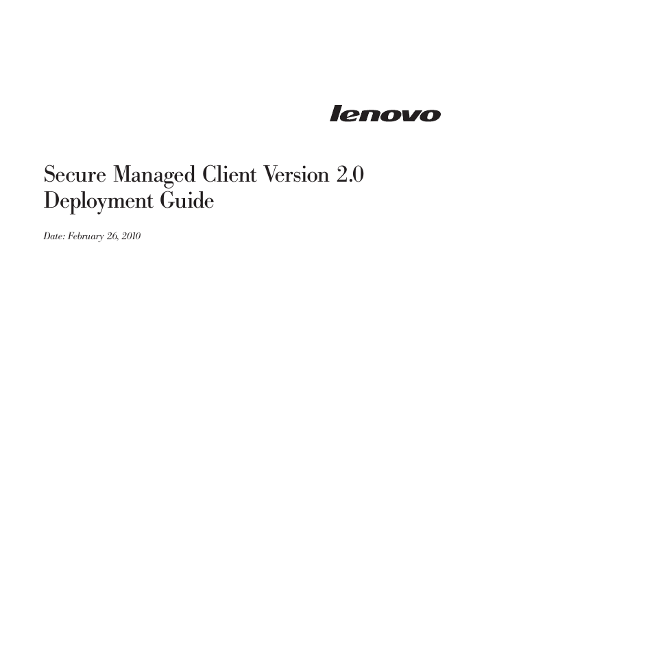Lenovo Secure Managed Client User Manual | 72 pages
