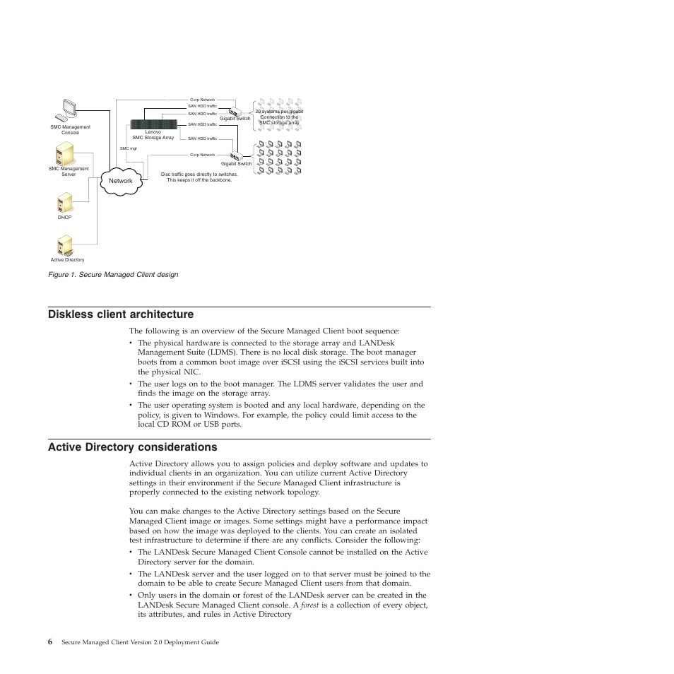 Diskless client architecture, Active directory considerations | Lenovo Secure Managed Client User Manual | Page 14 / 72