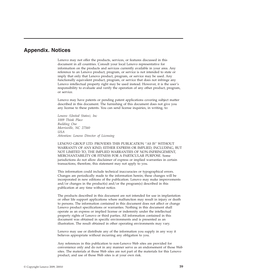 Appendix. notices | Lenovo Secure Managed Client User Manual | Page 67 / 72