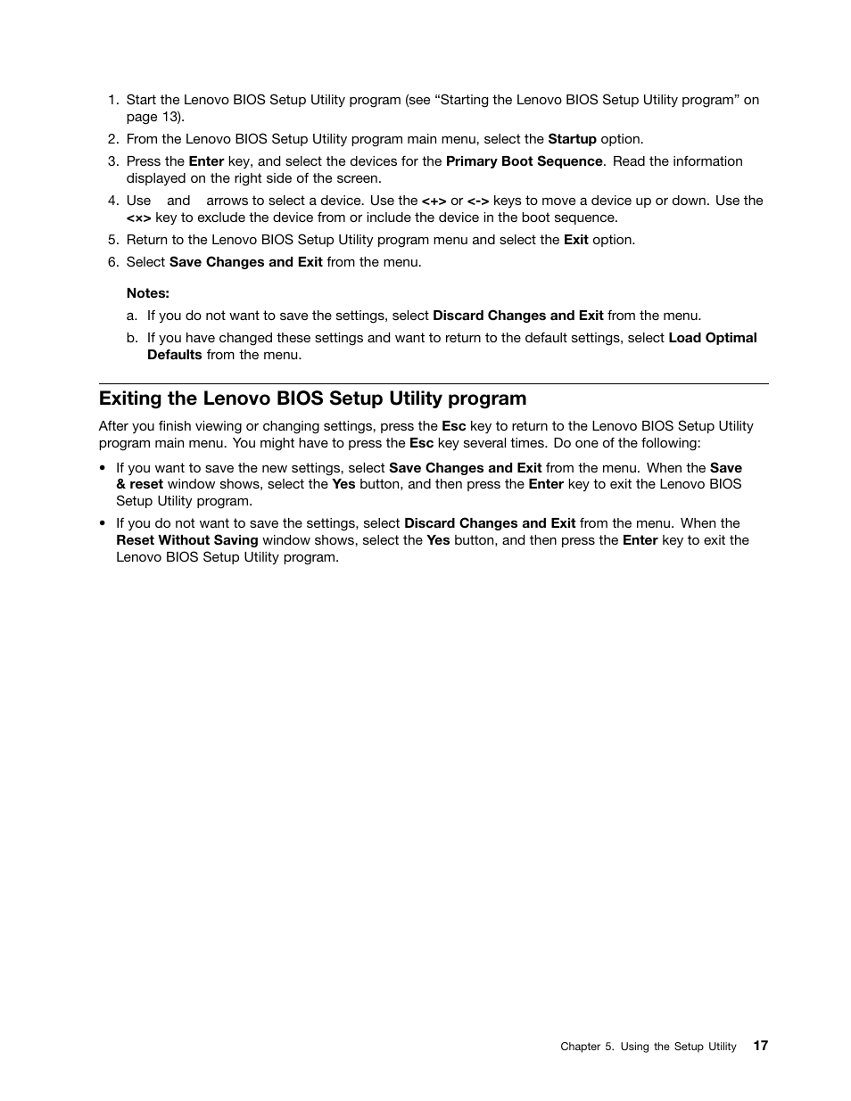 Exiting the lenovo bios setup utility program | Lenovo Horizon 27 Table PC IdeaCentre User Manual | Page 23 / 55