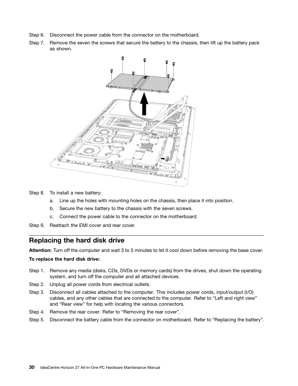 Replacing the hard disk drive | Lenovo Horizon 27 Table PC IdeaCentre User Manual | Page 36 / 55