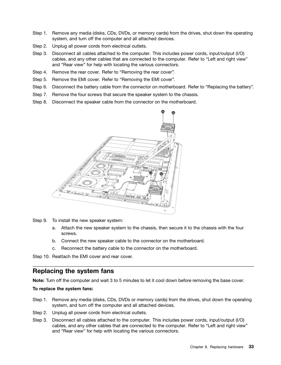 Replacing the system fans | Lenovo Horizon 27 Table PC IdeaCentre User Manual | Page 39 / 55