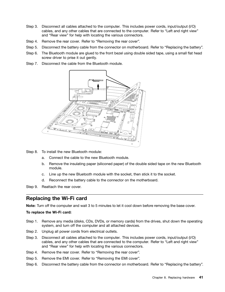 Replacing the wi-fi card | Lenovo Horizon 27 Table PC IdeaCentre User Manual | Page 47 / 55
