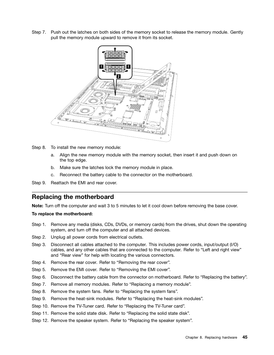 Replacing the motherboard | Lenovo Horizon 27 Table PC IdeaCentre User Manual | Page 51 / 55
