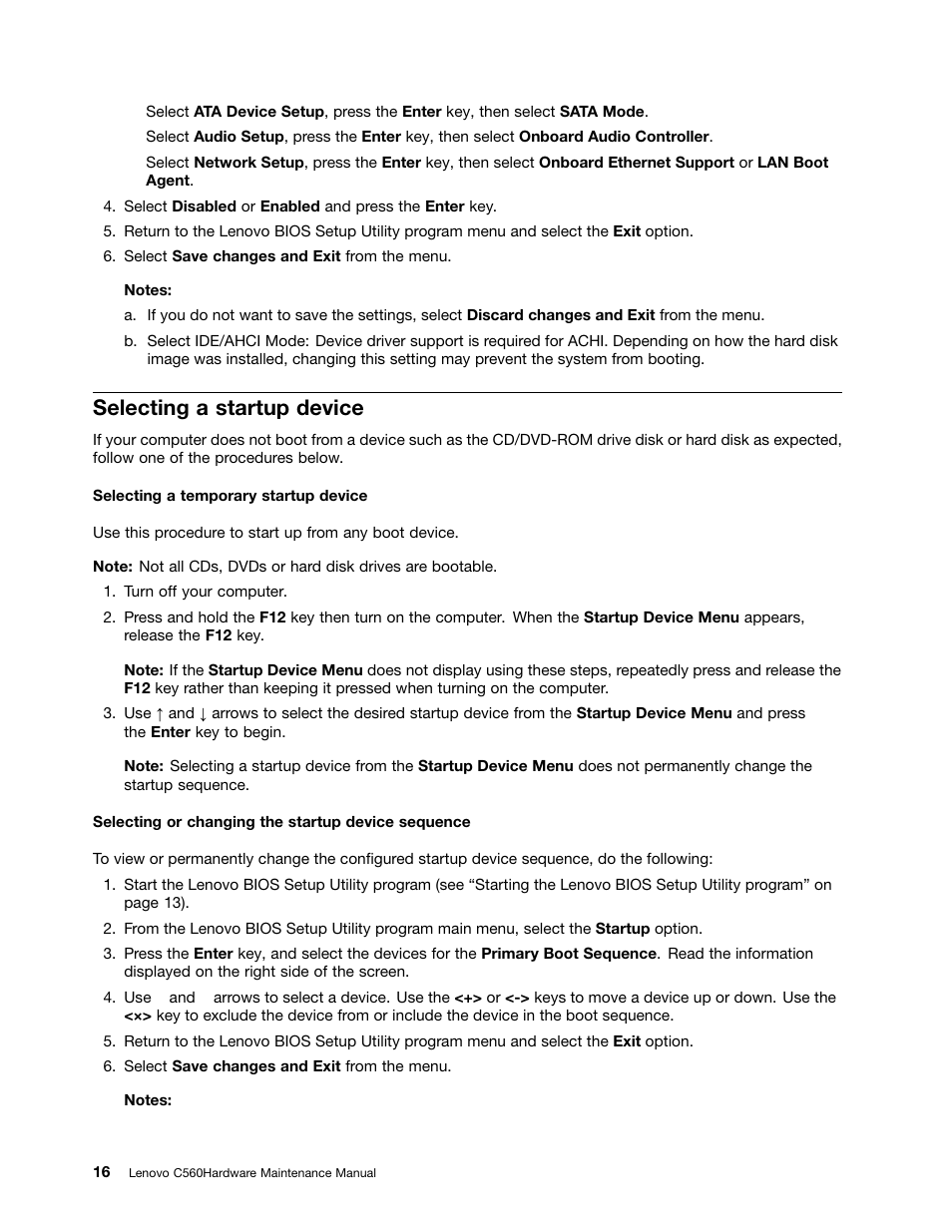 Selecting a startup device | Lenovo C560 All-in-One User Manual | Page 22 / 55