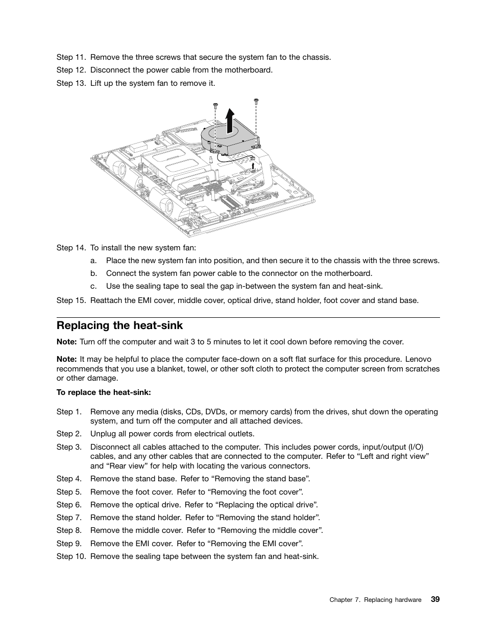 Replacing the heat-sink | Lenovo C560 All-in-One User Manual | Page 45 / 55