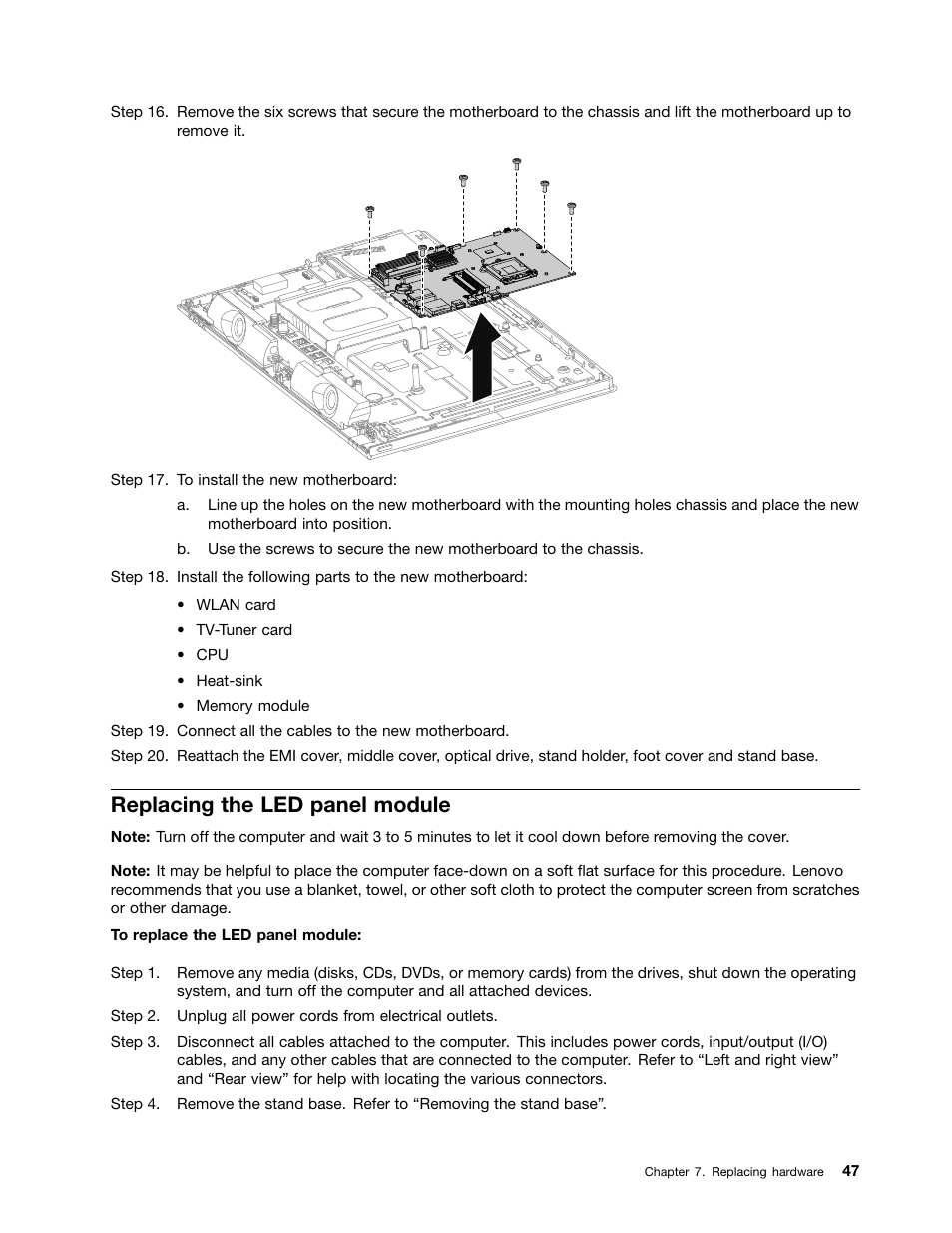 Replacing the led panel module | Lenovo C560 All-in-One User Manual | Page 53 / 55