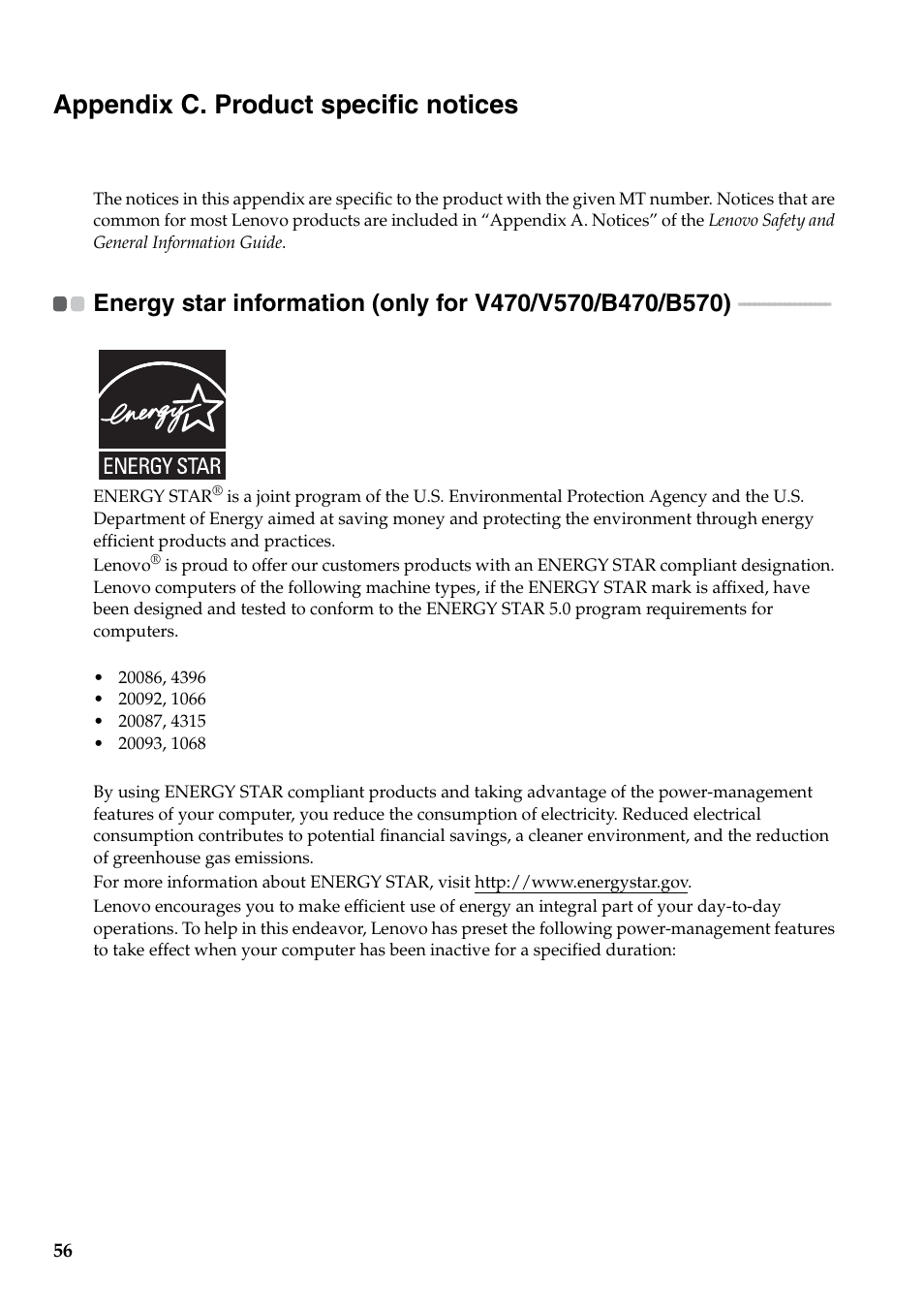Appendix c. product specific notices | Lenovo V470 Notebook User Manual | Page 60 / 70