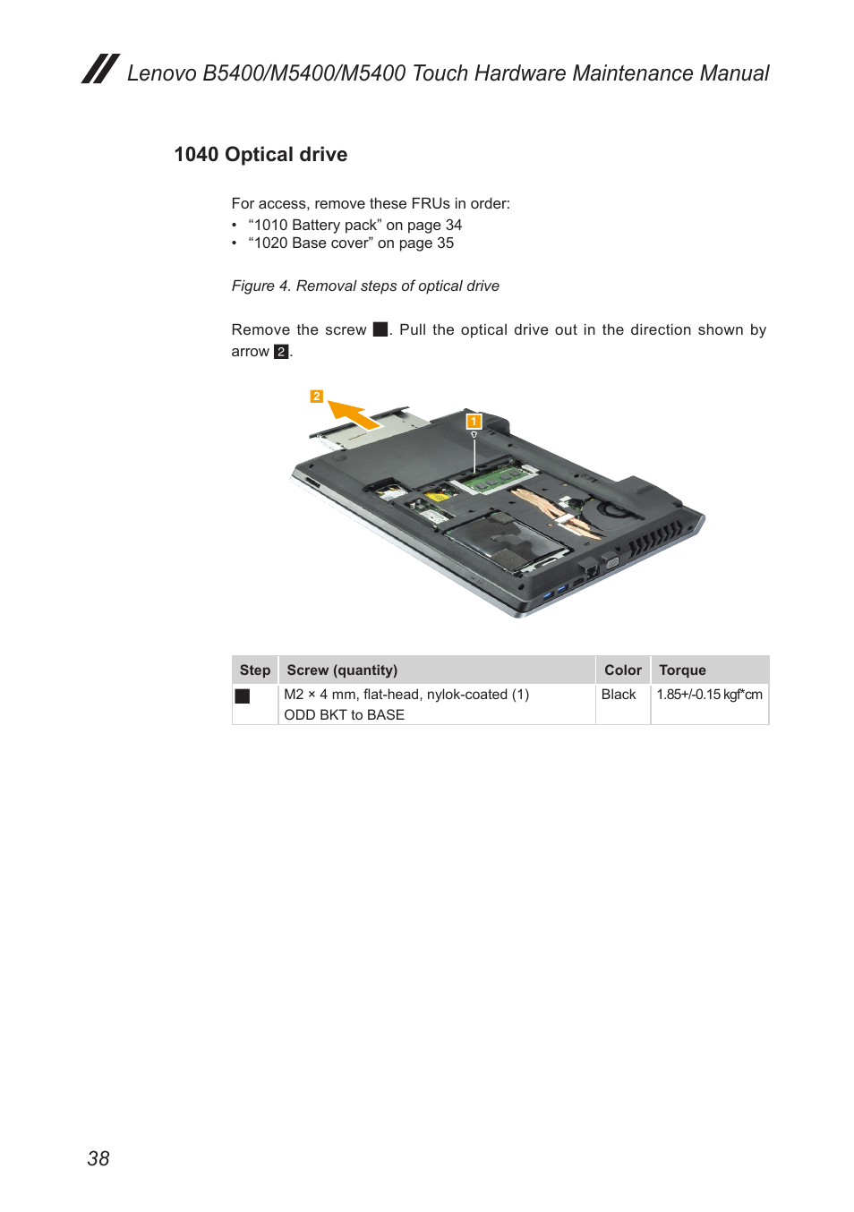 1040 optical drive | Lenovo M5400 Touch Notebook User Manual | Page 42 / 97