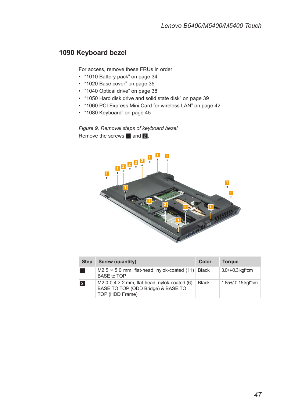 1090 keyboard bezel | Lenovo M5400 Touch Notebook User Manual | Page 51 / 97