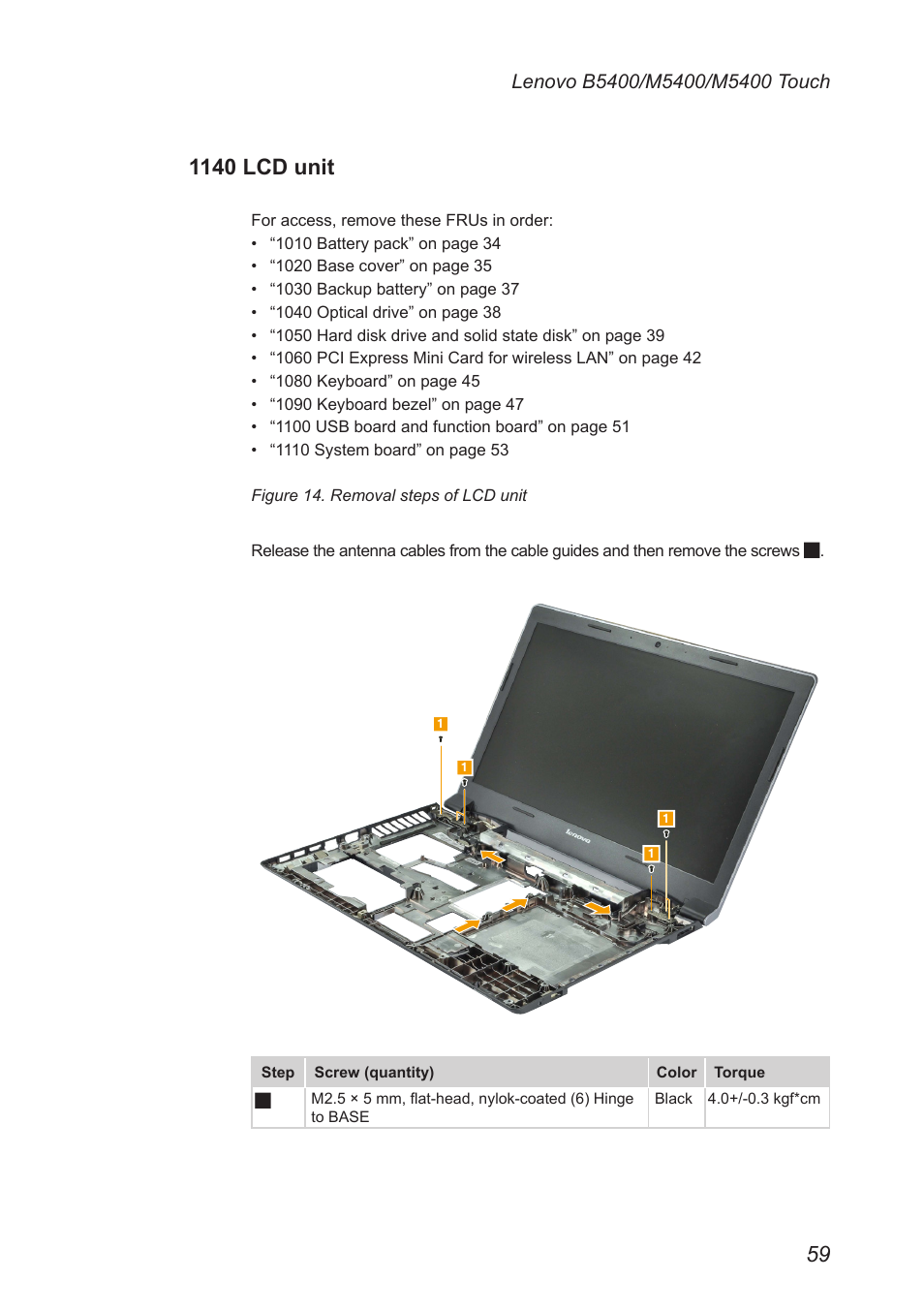 1140 lcd unit | Lenovo M5400 Touch Notebook User Manual | Page 63 / 97