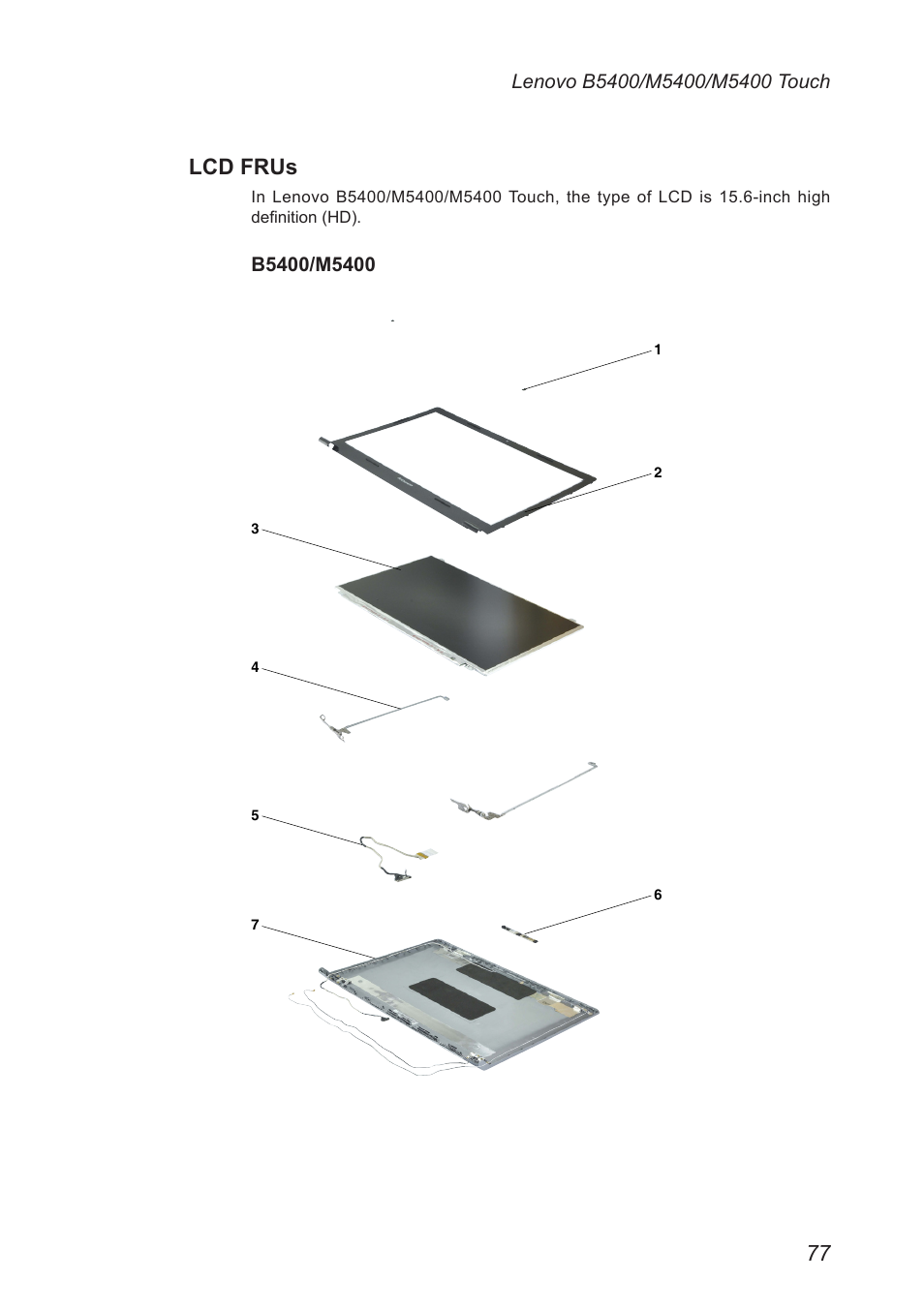 Lcd frus | Lenovo M5400 Touch Notebook User Manual | Page 81 / 97