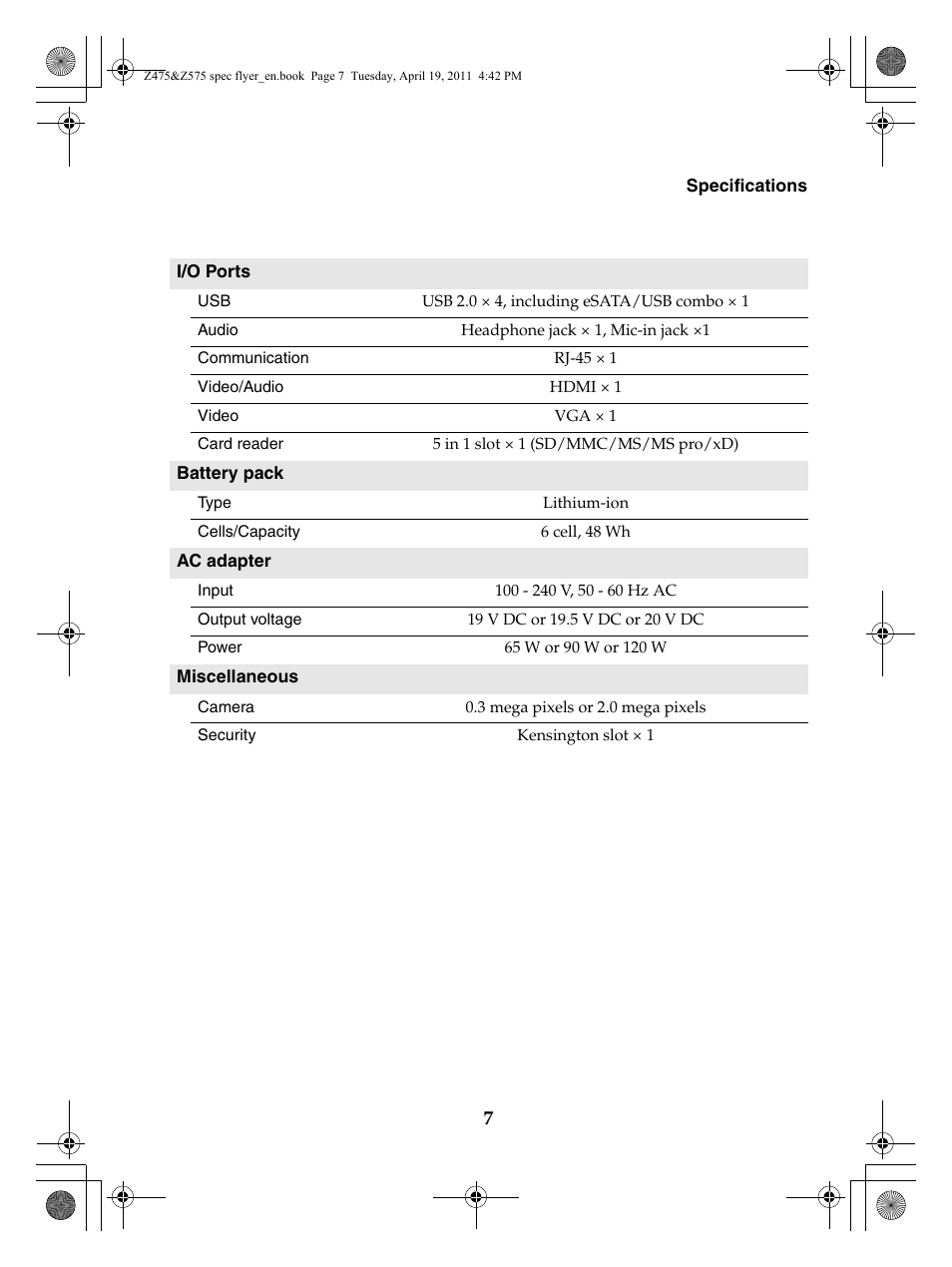 Lenovo IdeaPad Z475 User Manual | Page 7 / 8