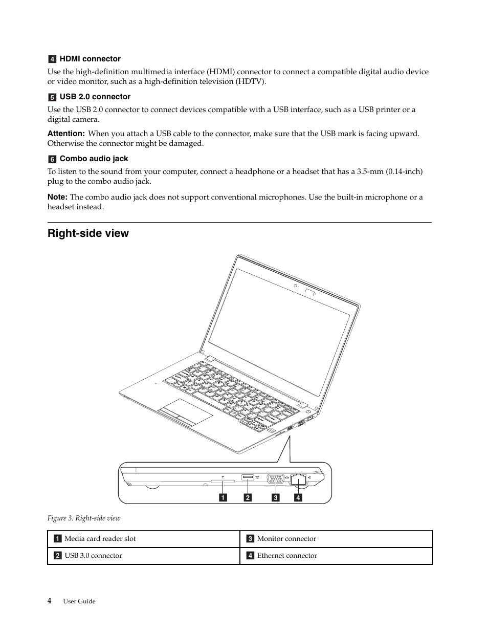 Right-side view | Lenovo K2450 Notebook User Manual | Page 18 / 56