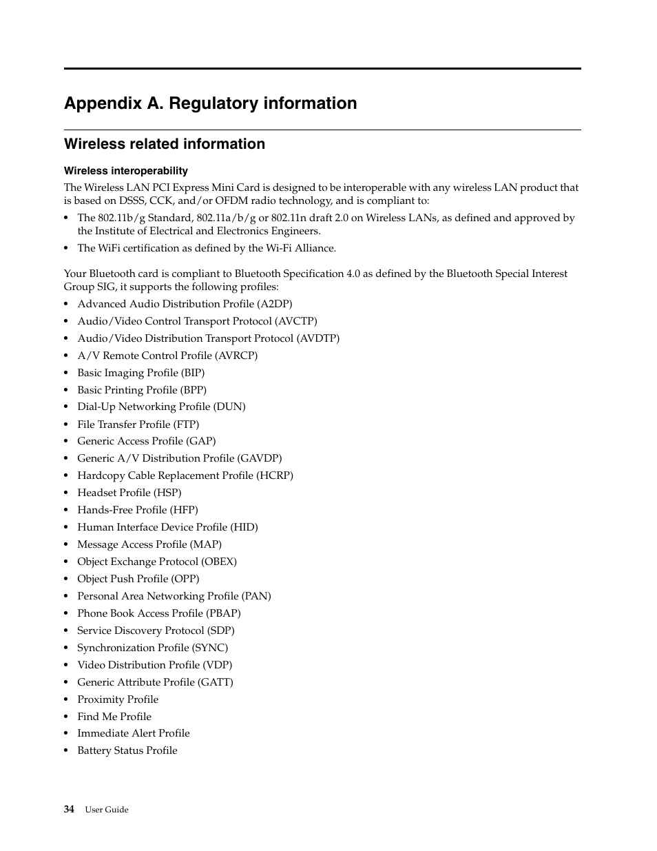 Appendix a. regulatory information, Wireless related information | Lenovo K2450 Notebook User Manual | Page 48 / 56