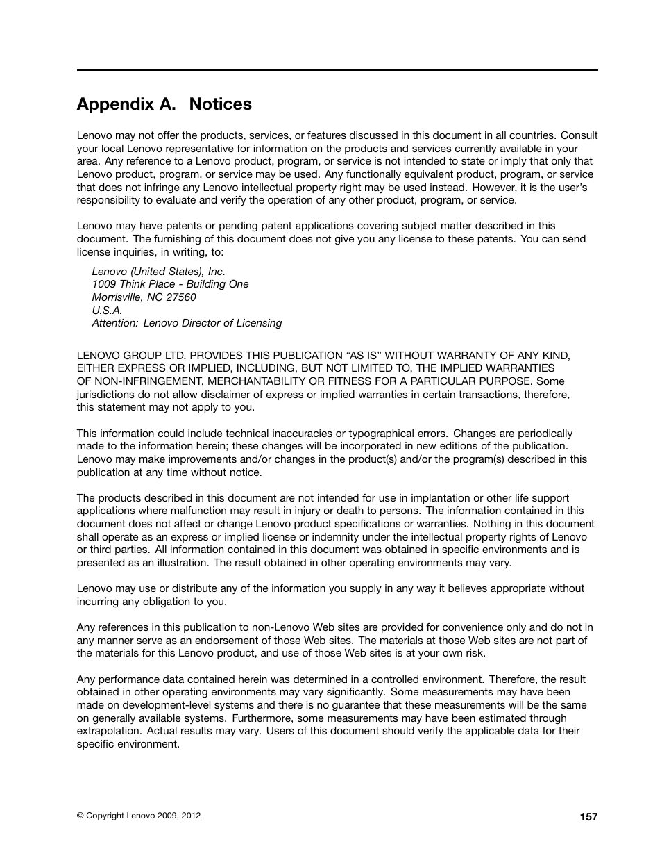 Appendix a. notices | Lenovo ThinkPad T410s User Manual | Page 163 / 166