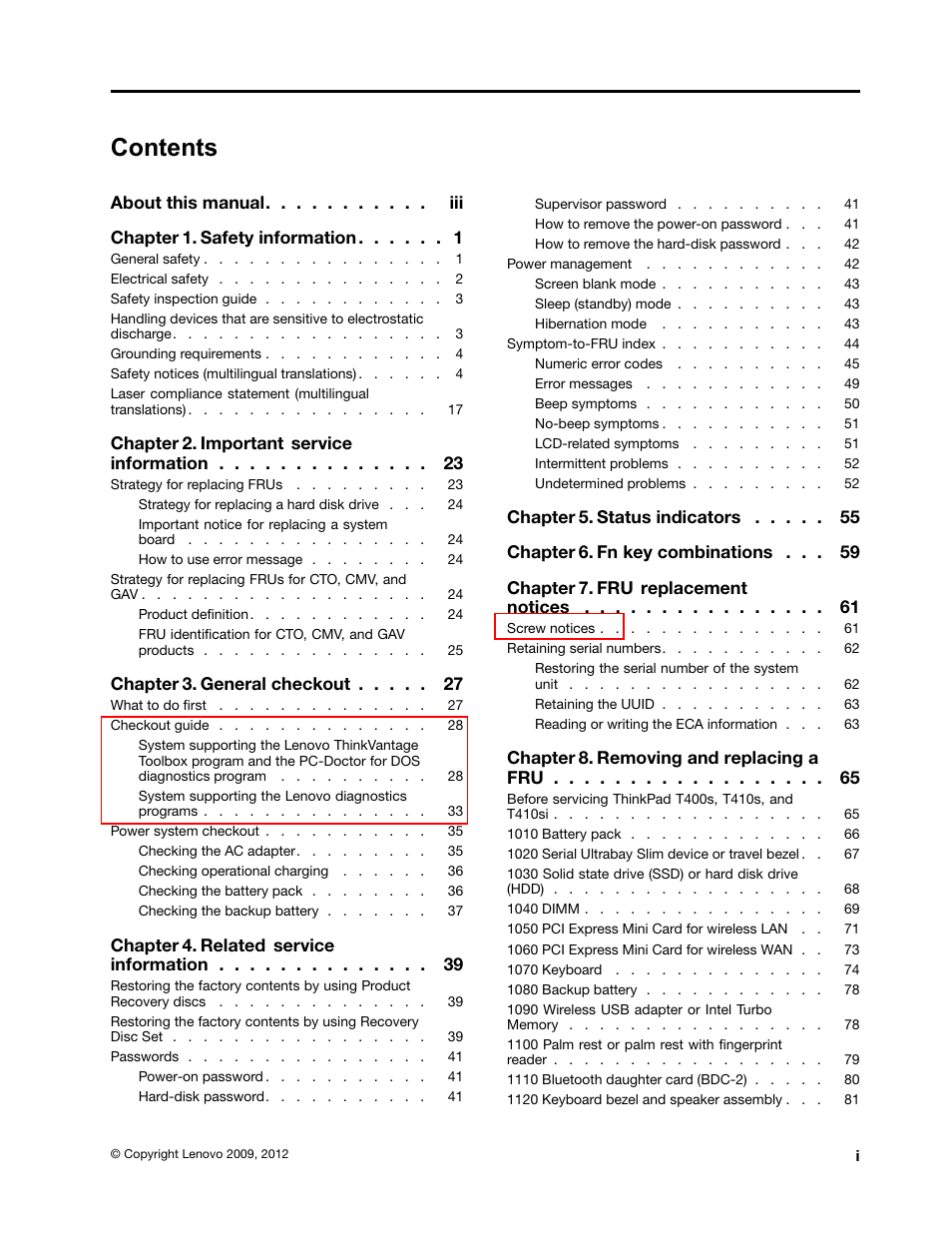 Lenovo ThinkPad T410s User Manual | Page 3 / 166
