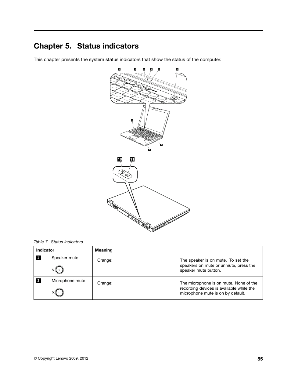 Chapter 5. status indicators | Lenovo ThinkPad T410s User Manual | Page 61 / 166