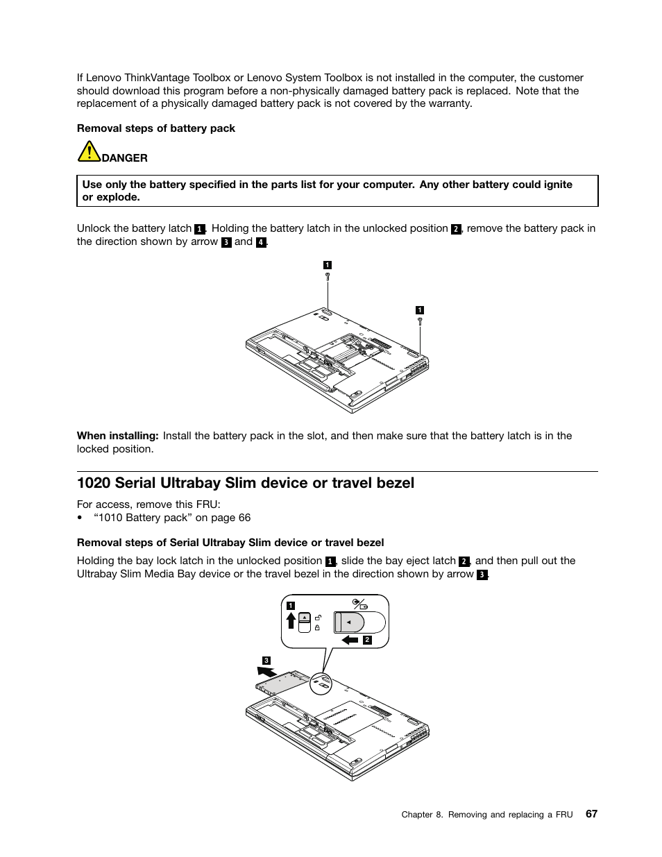 1020 serial ultrabay slim device or travel bezel | Lenovo ThinkPad T410s User Manual | Page 73 / 166