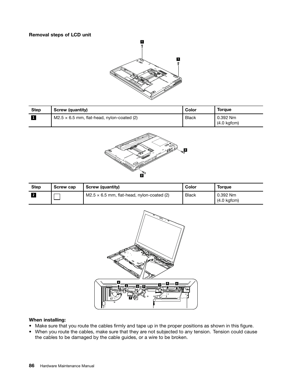 Removal steps of lcd unit | Lenovo ThinkPad T410s User Manual | Page 92 / 166