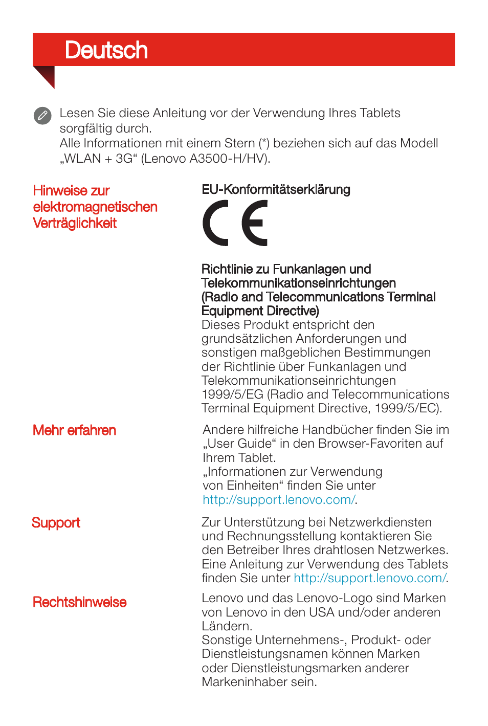 Deutsch | Lenovo A7-50 Tablet User Manual | Page 12 / 77