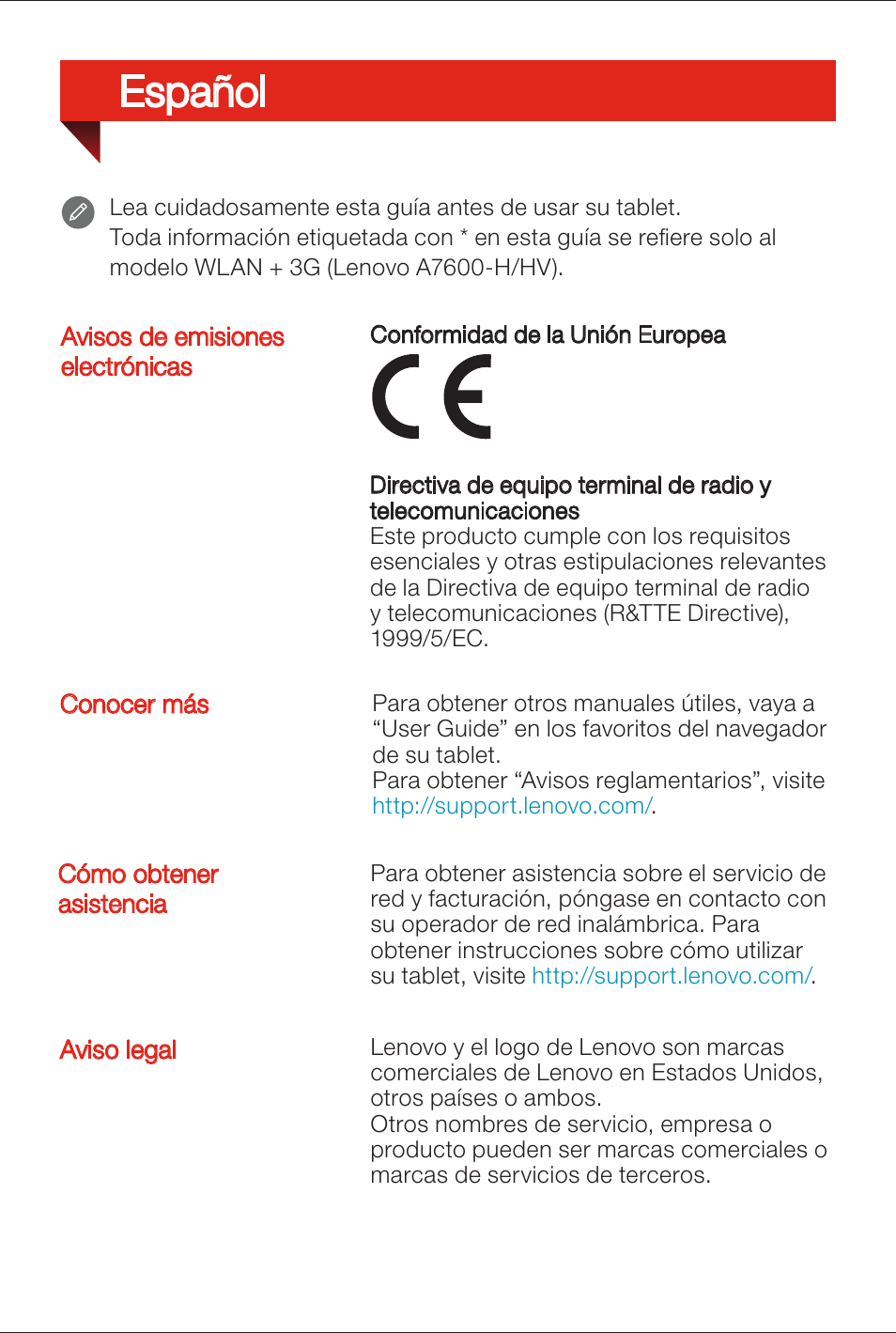 Español | Lenovo A7-50 Tablet User Manual | Page 52 / 77