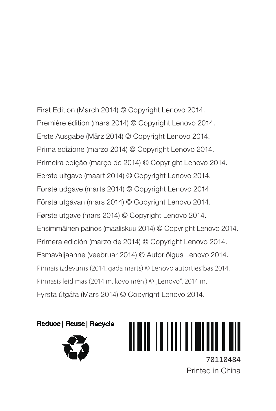 Lenovo A7-50 Tablet User Manual | Page 77 / 77