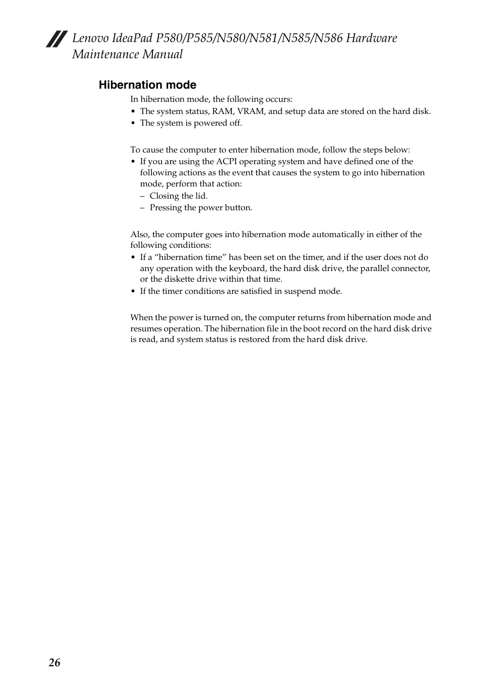 Hibernation mode | Lenovo IdeaPad N580 User Manual | Page 30 / 103