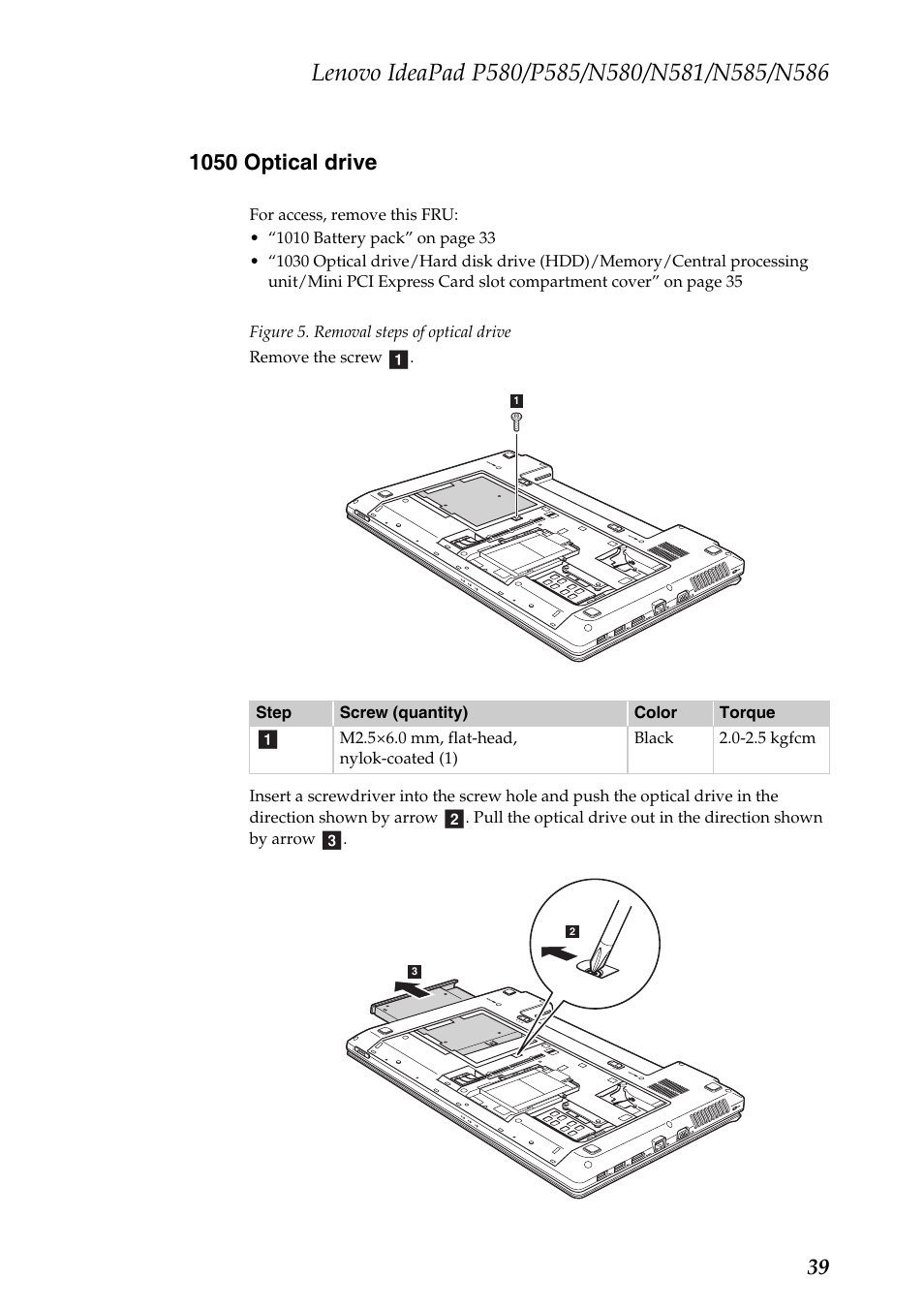 1050 optical drive | Lenovo IdeaPad N580 User Manual | Page 43 / 103