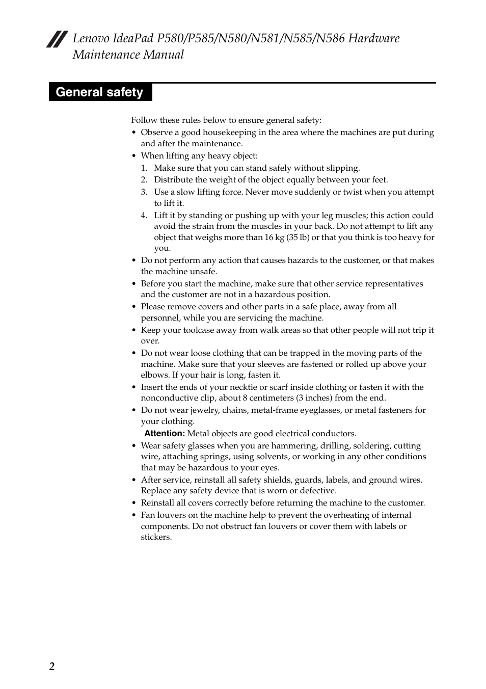 General safety | Lenovo IdeaPad N580 User Manual | Page 6 / 103
