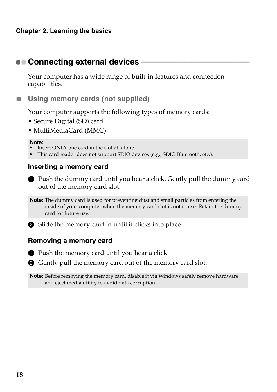 Connecting external devices | Lenovo IdeaPad U410 User Manual | Page 22 / 44