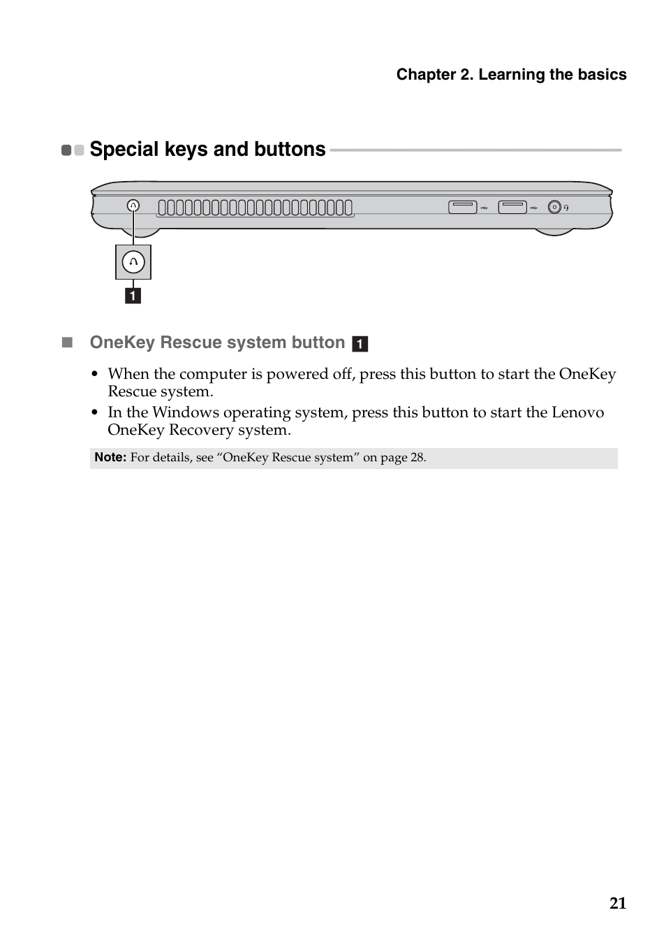 Special keys and buttons | Lenovo IdeaPad U410 User Manual | Page 25 / 44