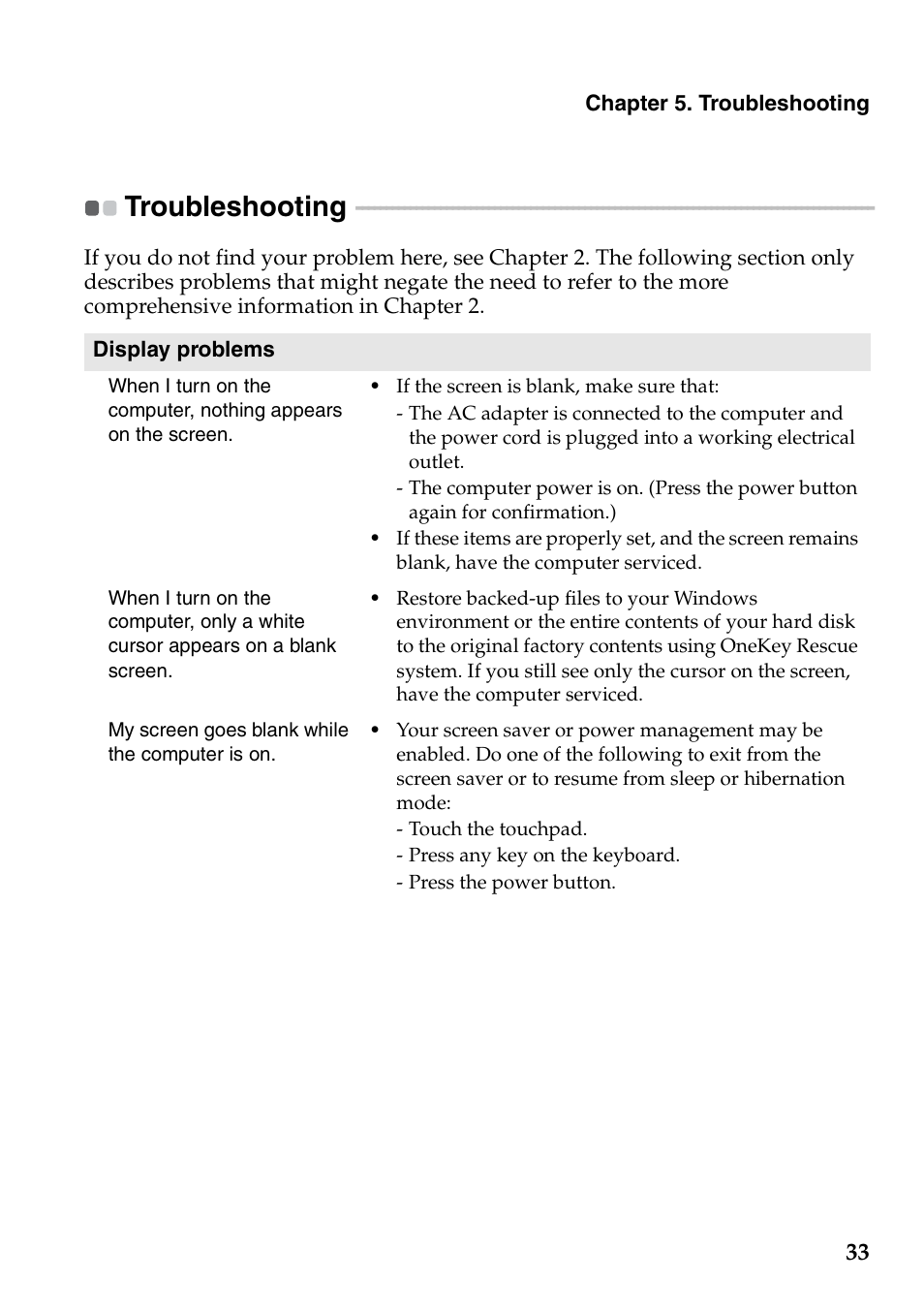 Troubleshooting | Lenovo IdeaPad U410 User Manual | Page 37 / 44