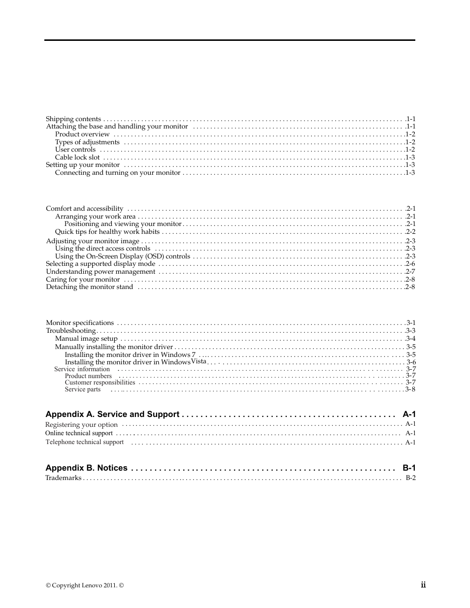 Lenovo LS1922 Wide 18.5 inch LCD Monitor User Manual | Page 2 / 30
