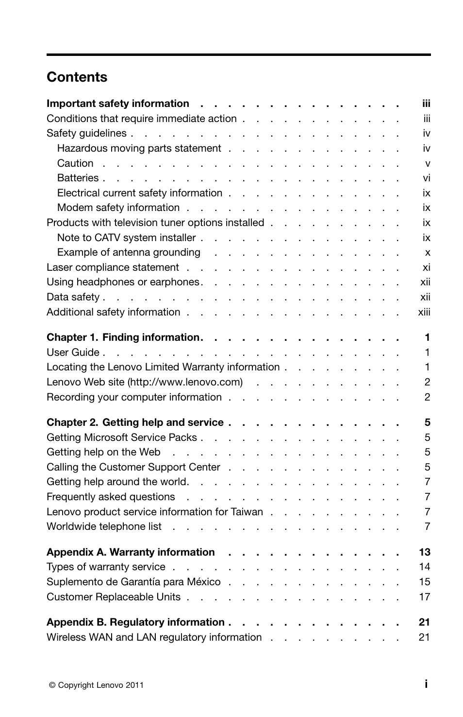 Lenovo ThinkPad Edge E220s User Manual | Page 3 / 48