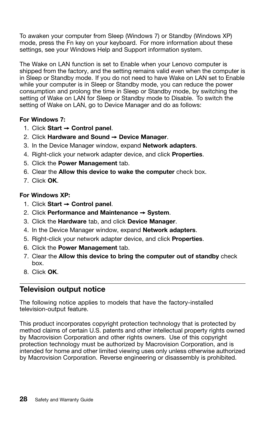 Television output notice | Lenovo ThinkPad Edge E220s User Manual | Page 44 / 48