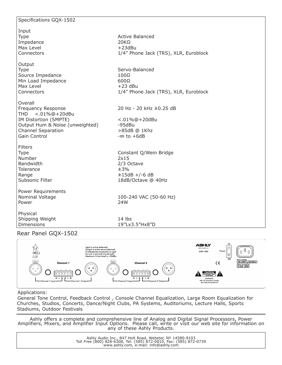 Ashly GQX-1502 User Manual | Page 2 / 2