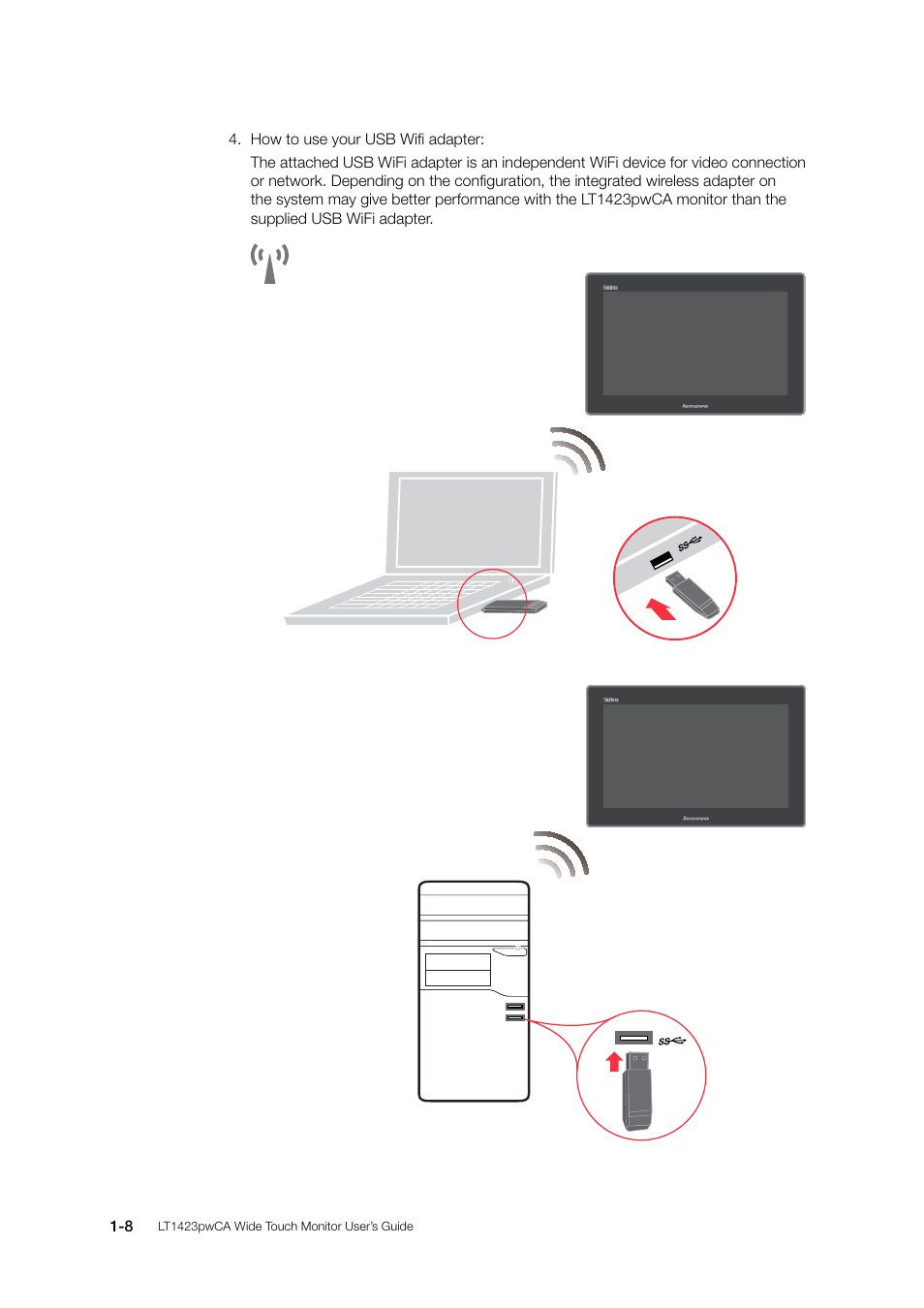 Lenovo ThinkVision LT1423p 13.3-inch IPS WLED Backlit LCD Mobile Touch Monitor With Pen User Manual | Page 14 / 86
