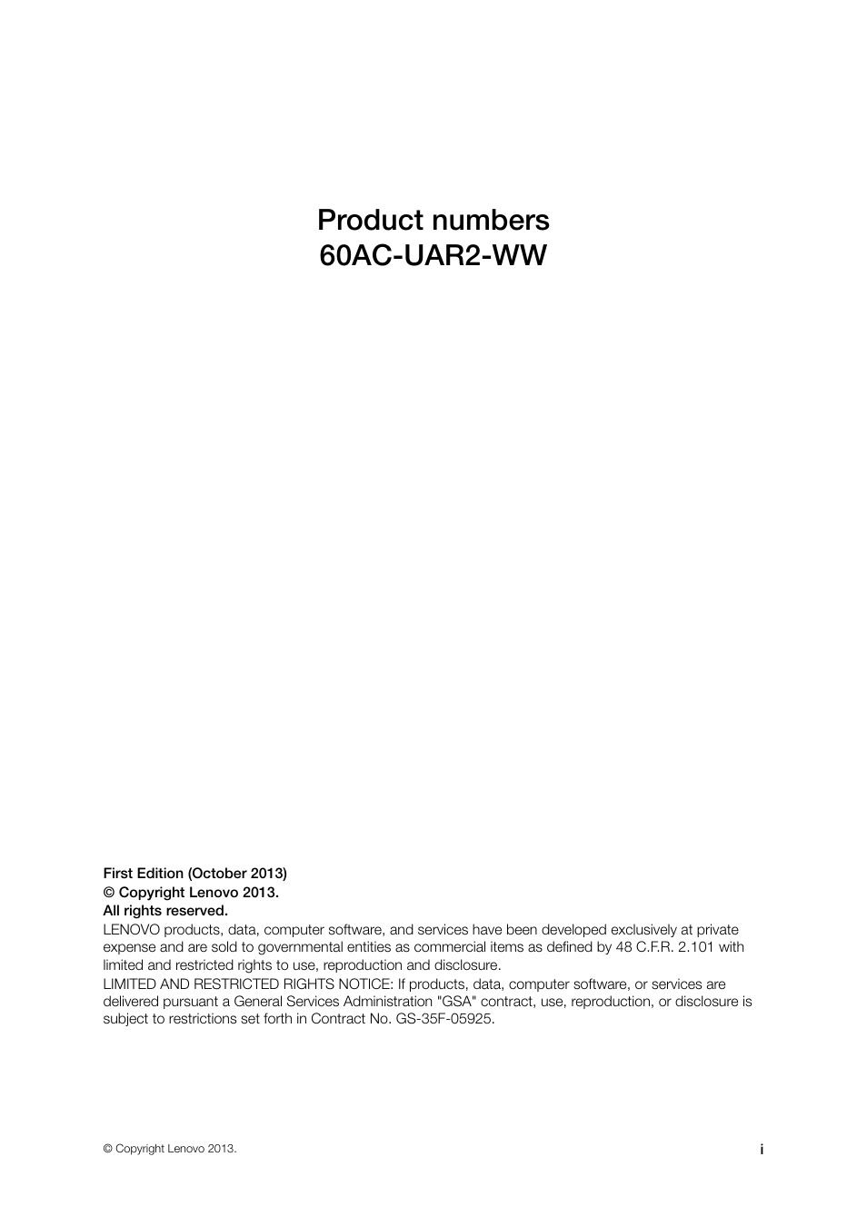 Product numbers 60ac-uar2-ww | Lenovo ThinkVision LT1423p 13.3-inch IPS WLED Backlit LCD Mobile Touch Monitor With Pen User Manual | Page 2 / 86