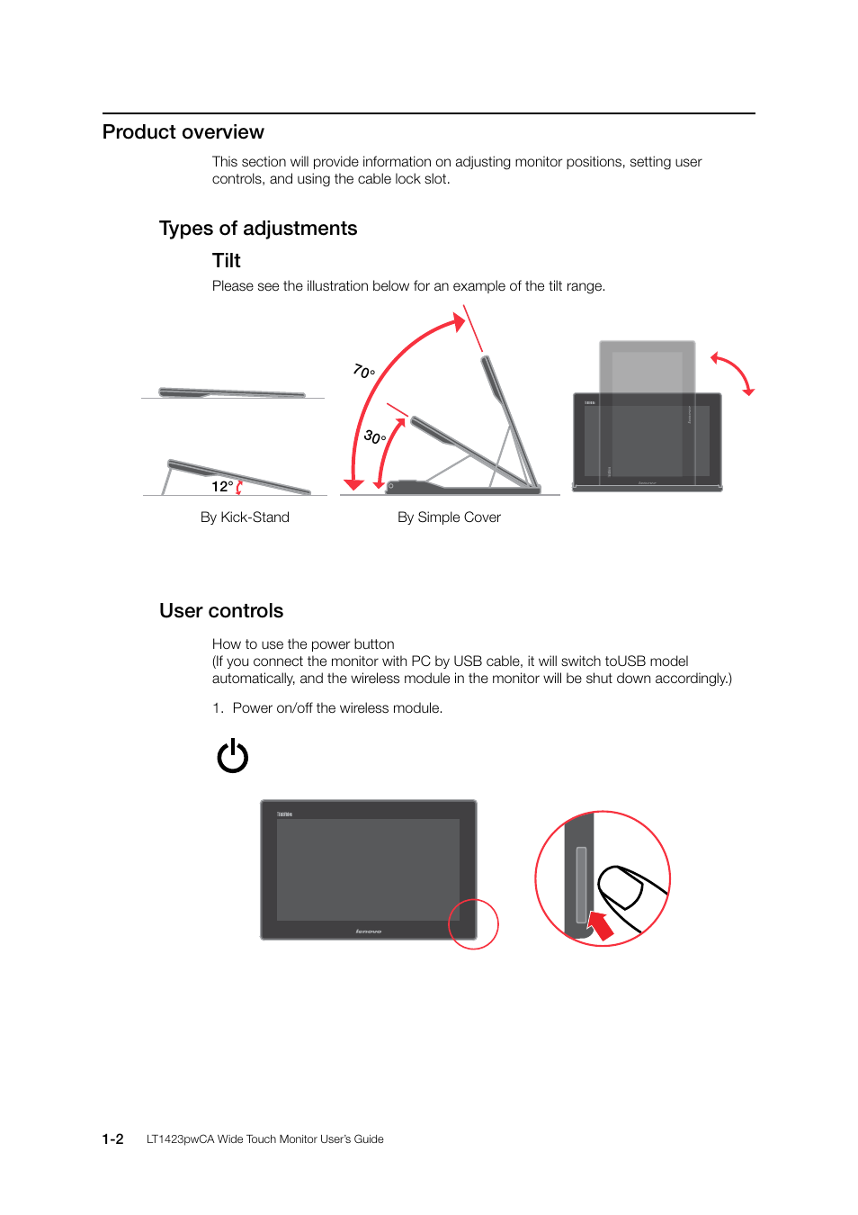 Lenovo ThinkVision LT1423p 13.3-inch IPS WLED Backlit LCD Mobile Touch Monitor With Pen User Manual | Page 8 / 86