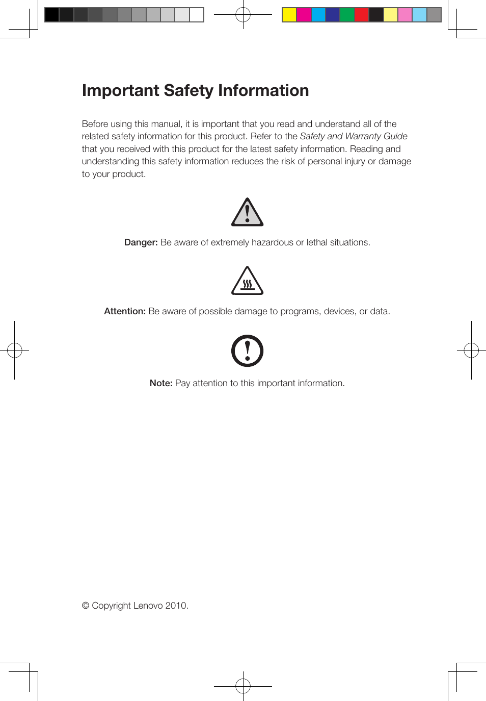 Important safety information | Lenovo IdeaCentre A700 User Manual | Page 2 / 67