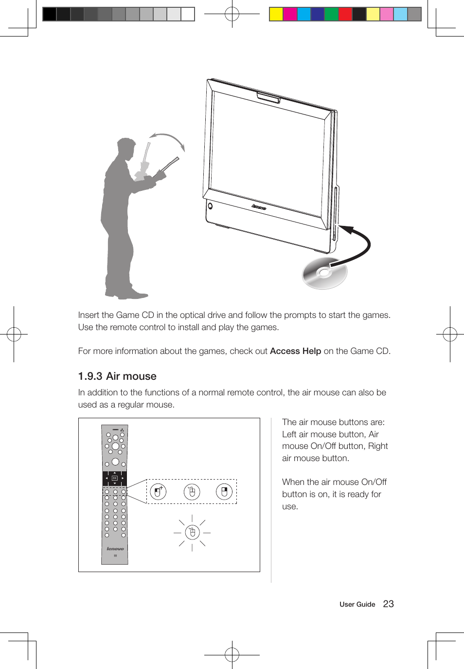 3 air mouse | Lenovo IdeaCentre A700 User Manual | Page 28 / 67